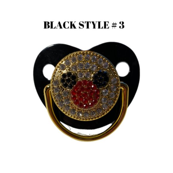 Gold  Pacifier and Pacifier Clip with Rhinestone - Picture 4 of 8